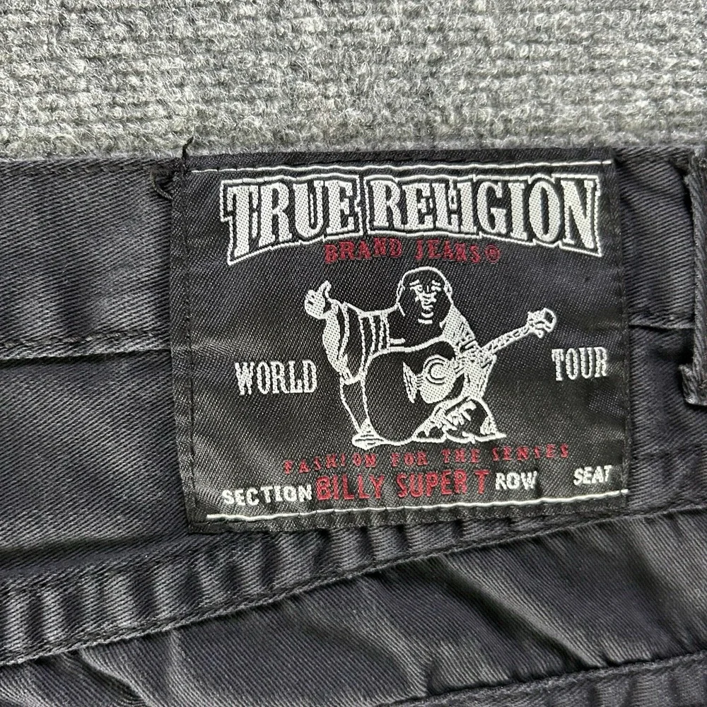 True Religion Jeans Men 42 X 33 Black Billy Super‎ T Flap Denim VTG USA Made P6